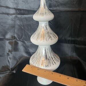 Crate and Barrel White/Silver Mercury Glass Christmas Tree Topper-Used